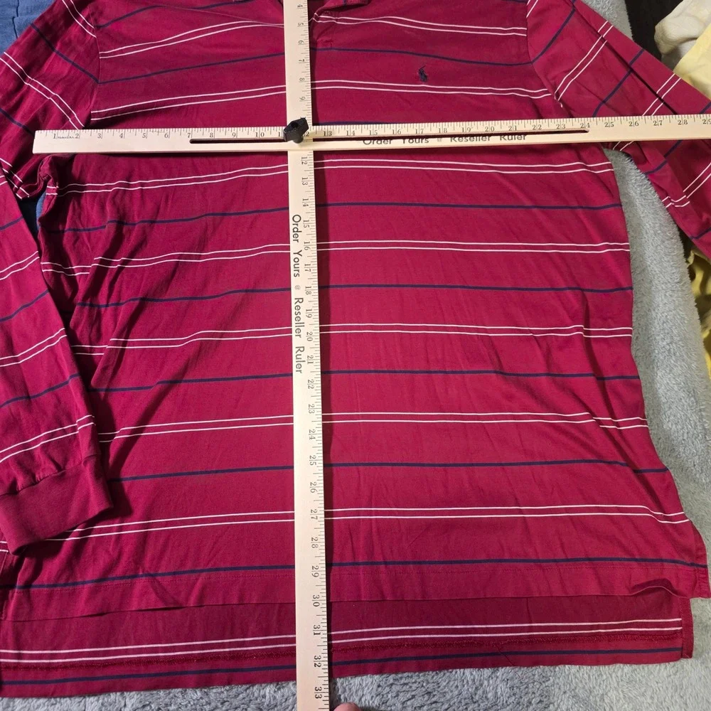Polo Ralph Lauren Mens XXL 2XLT Long Sleeve Polo Shirt Lot Blue Red Striped Pima